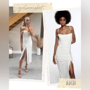 Zara - White Midi Dress with Slit